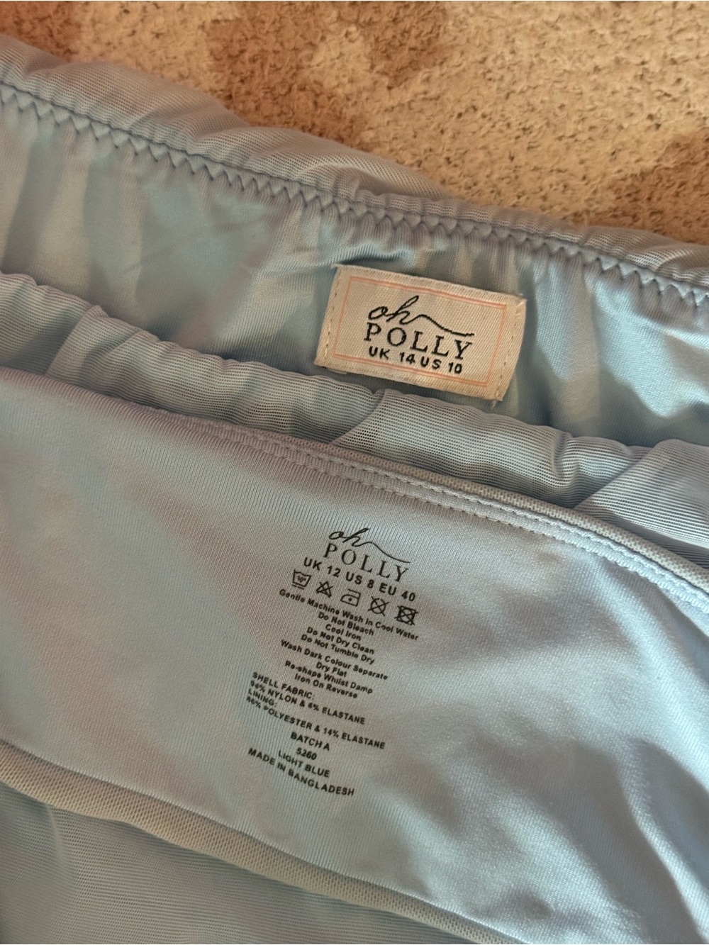Oh Polly Light Blue Drape Front Crop Top & Mini Skirt Co-ord Set - Picture 8 of 8